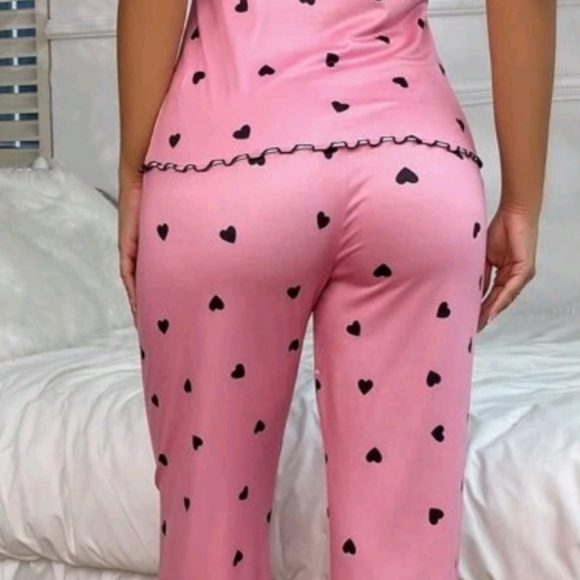 Dream Adore Pink & Black Lace Bow Front Camisole/Pant PJ Set. Small - Picture 4 of 5